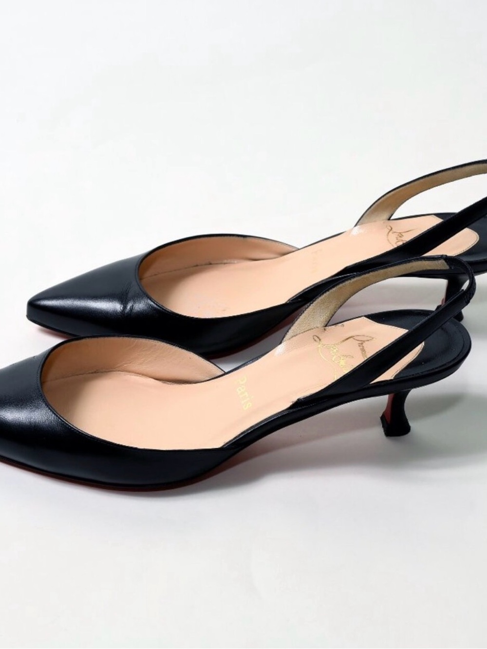 Christian Louboutin Black Pointed Slingback Pumps - Picture 5 of 8